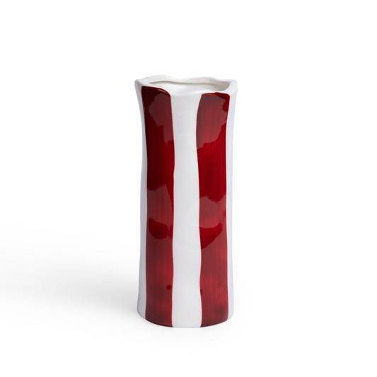Small Striped Vase – Burgundy