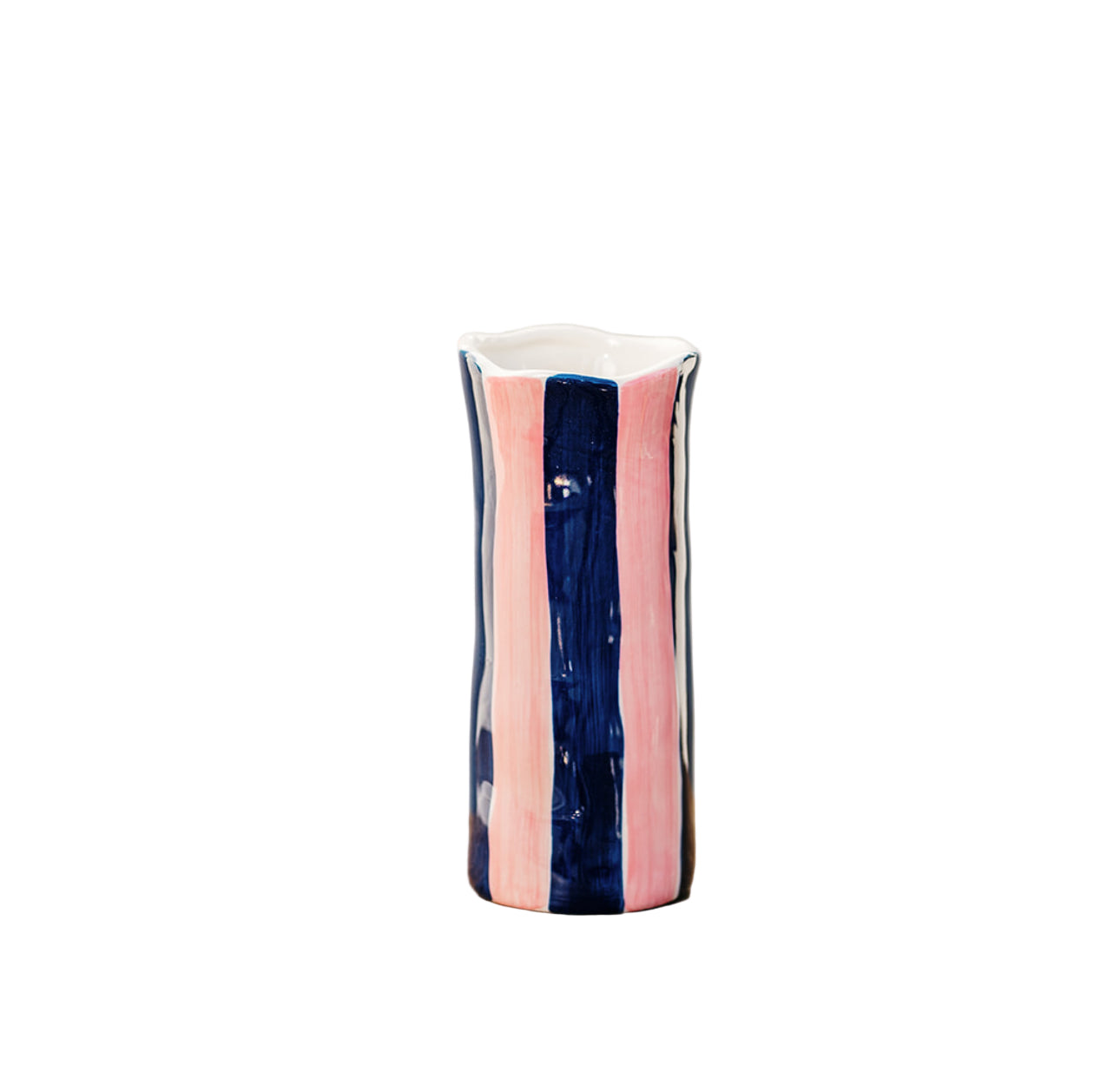 Small Striped Vase – Navy & Pink