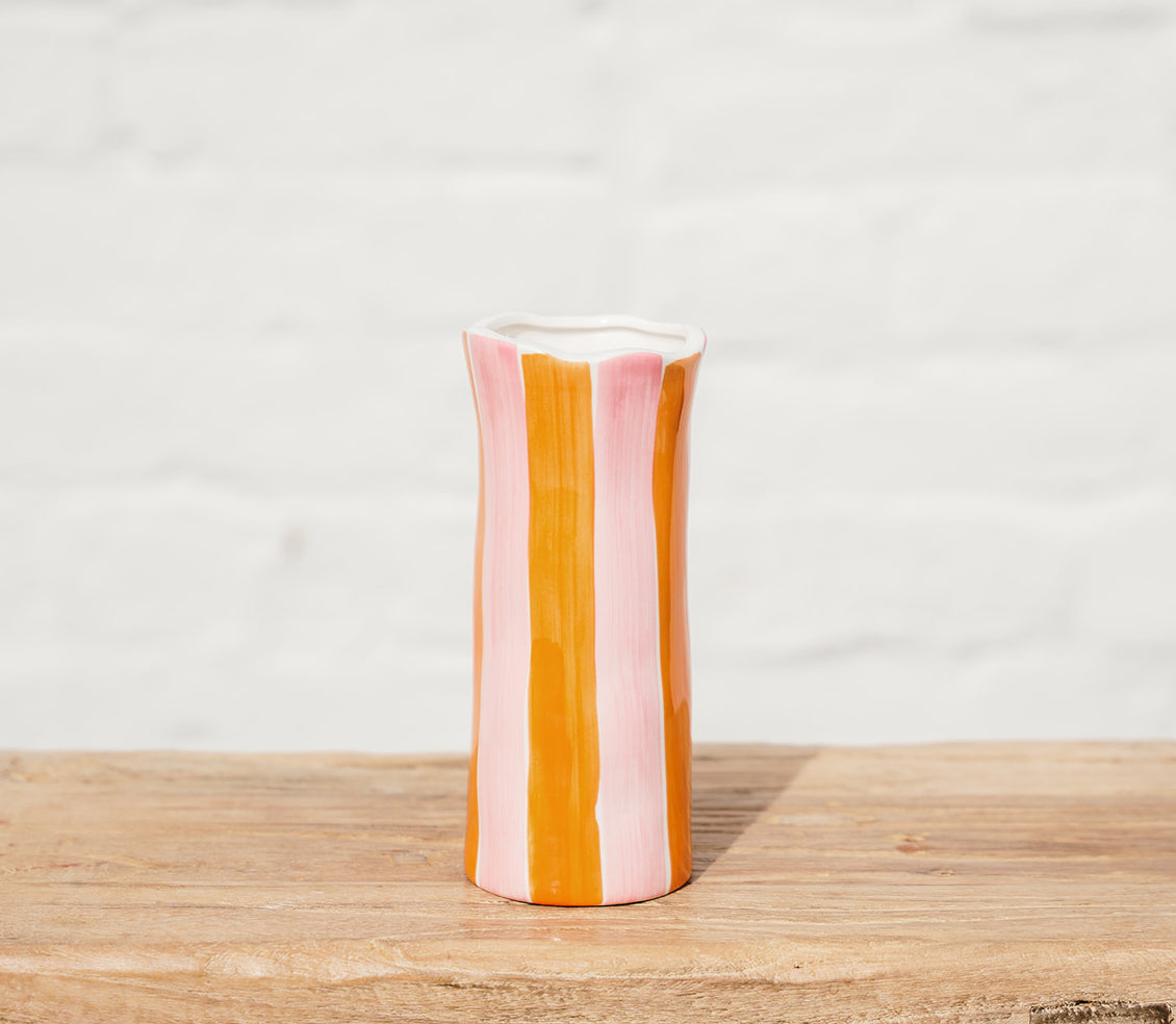 Small Striped Vase – Pink & Orange