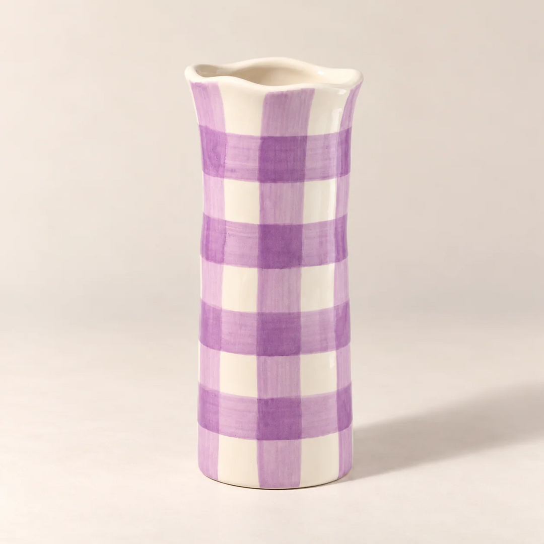Small Gingham Vase - Lilac