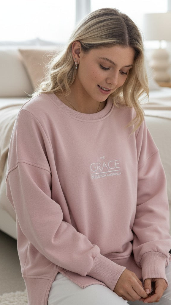 Vintage Grace Sweater - Soft Dusty Pink