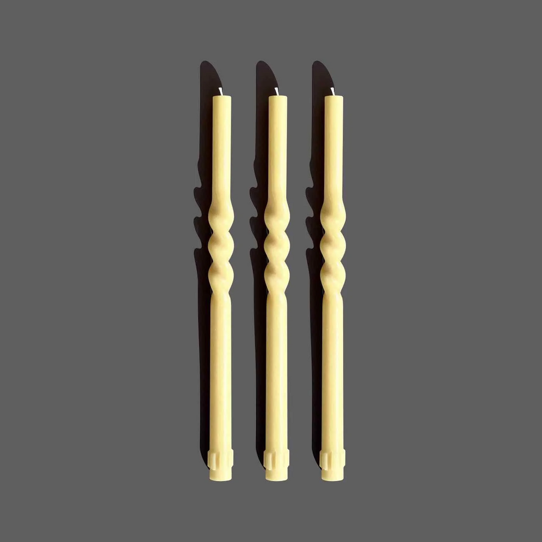 Spiral Candle Set - Pale Yellow