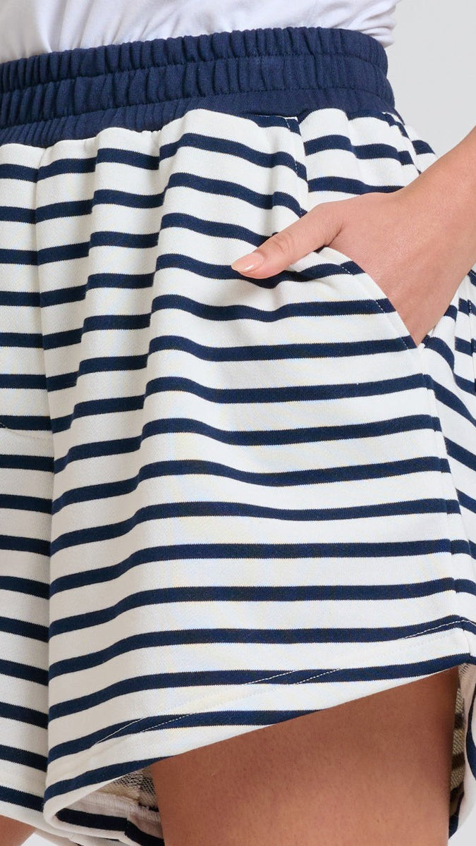 Sporty Short - Navy Stripe