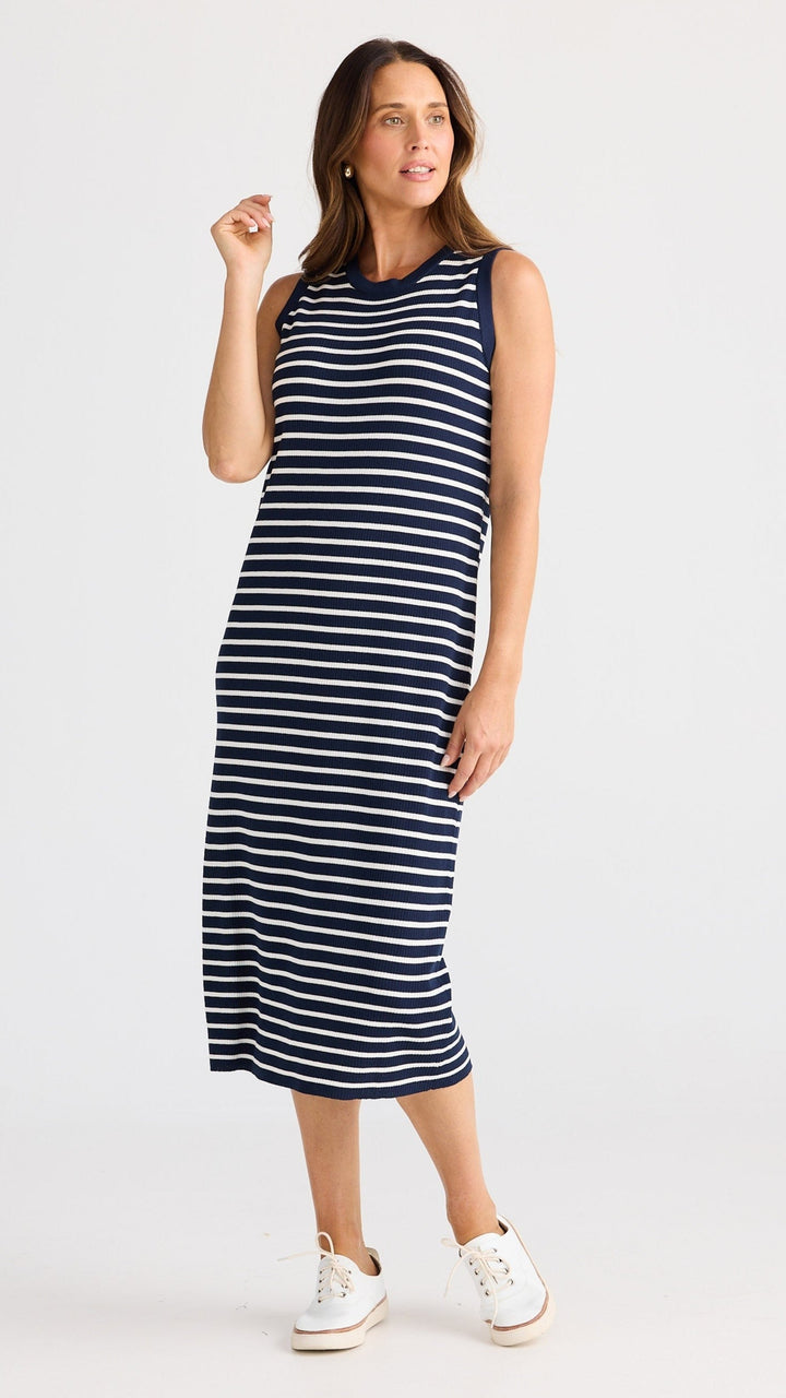 Squad Dress - Navy with White Stripe