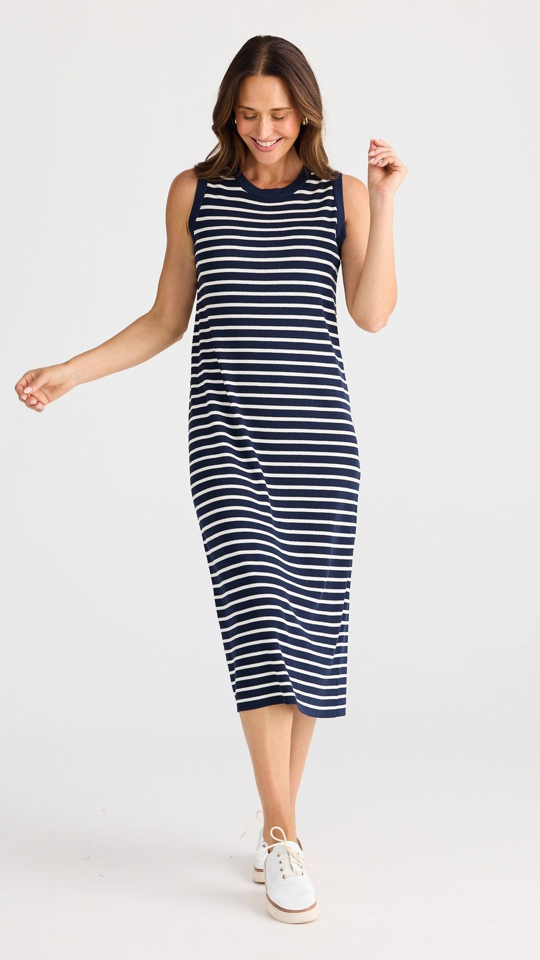 Squad Dress - Navy with White Stripe