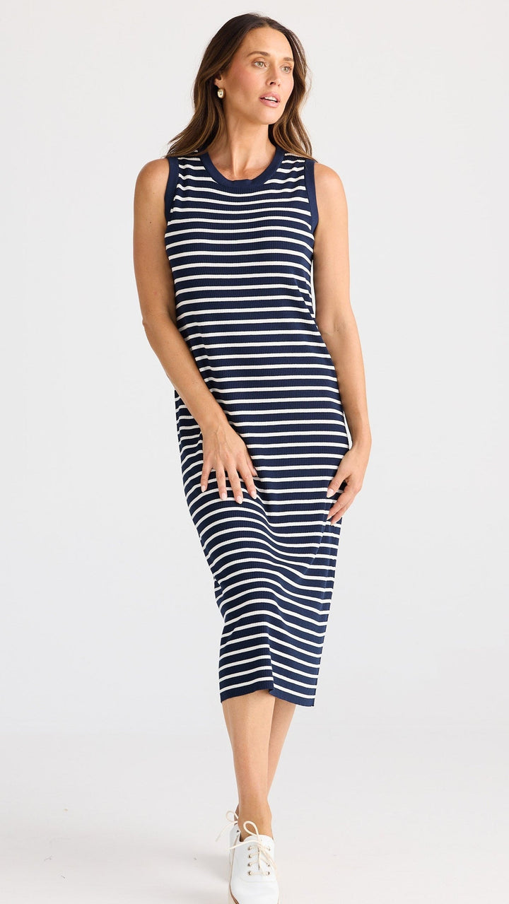 Squad Dress - Navy with White Stripe