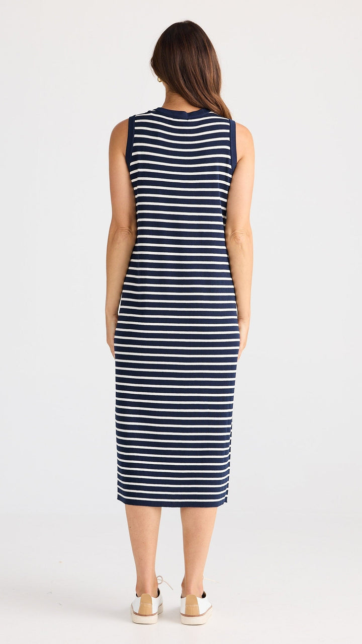 Squad Dress - Navy with White Stripe
