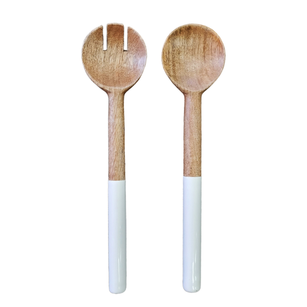 Stella Salad Servers – White & Natural