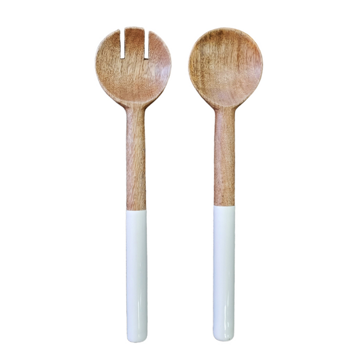 Stella Salad Servers – White &amp; Natural