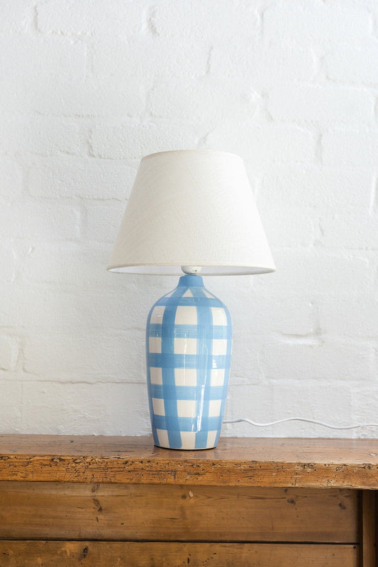 Gingham Lamp - Cornflower Blue