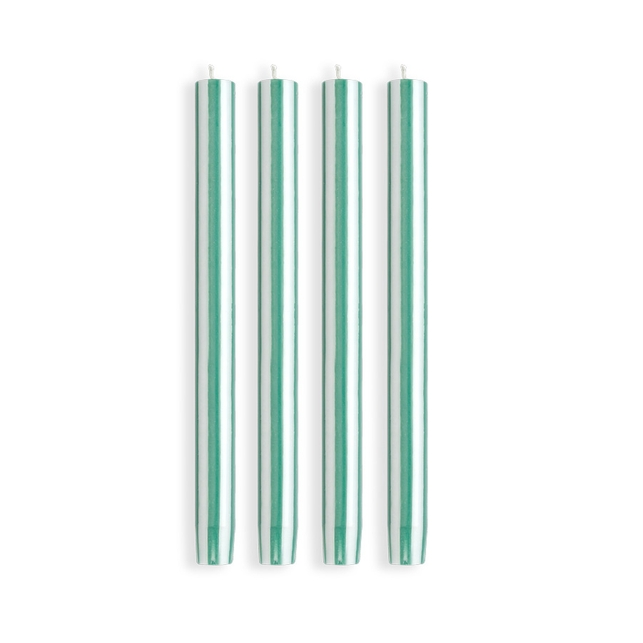 Stripe Dinner Candle - Lawn Green/White