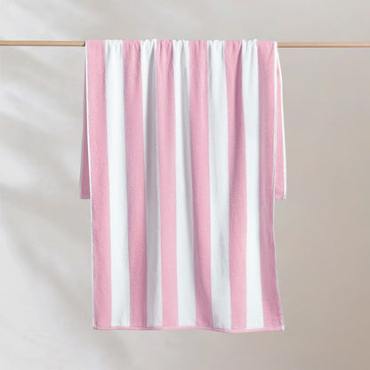 Striped Cabana Cotton Terry Beach Towel - Pink