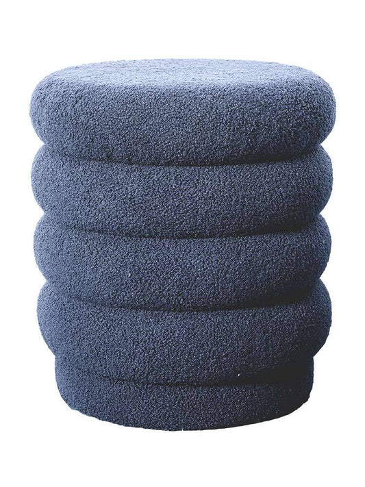 Lucia Round Boucle Stool - Blue