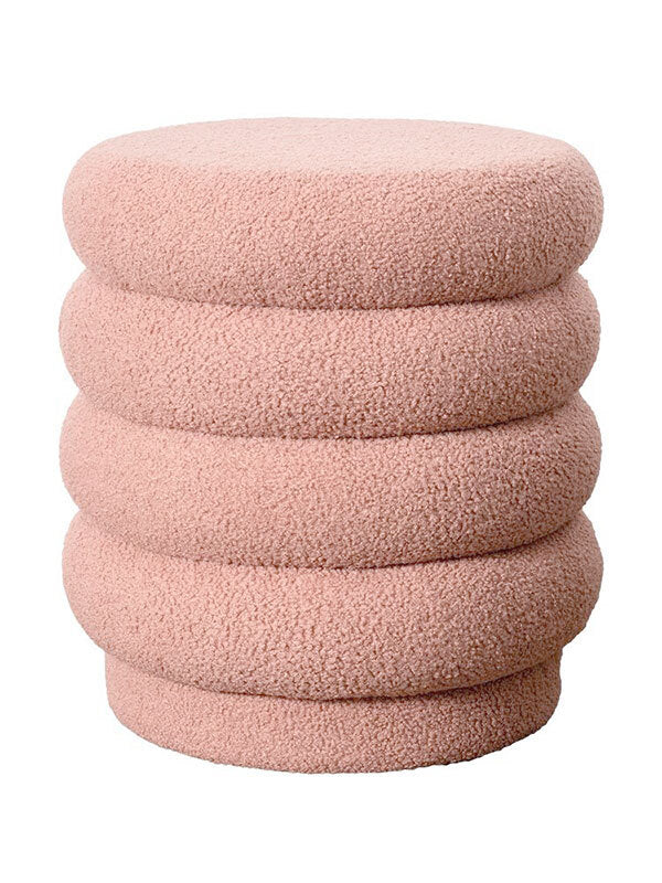Lucia Round Boucle Stool - Blush