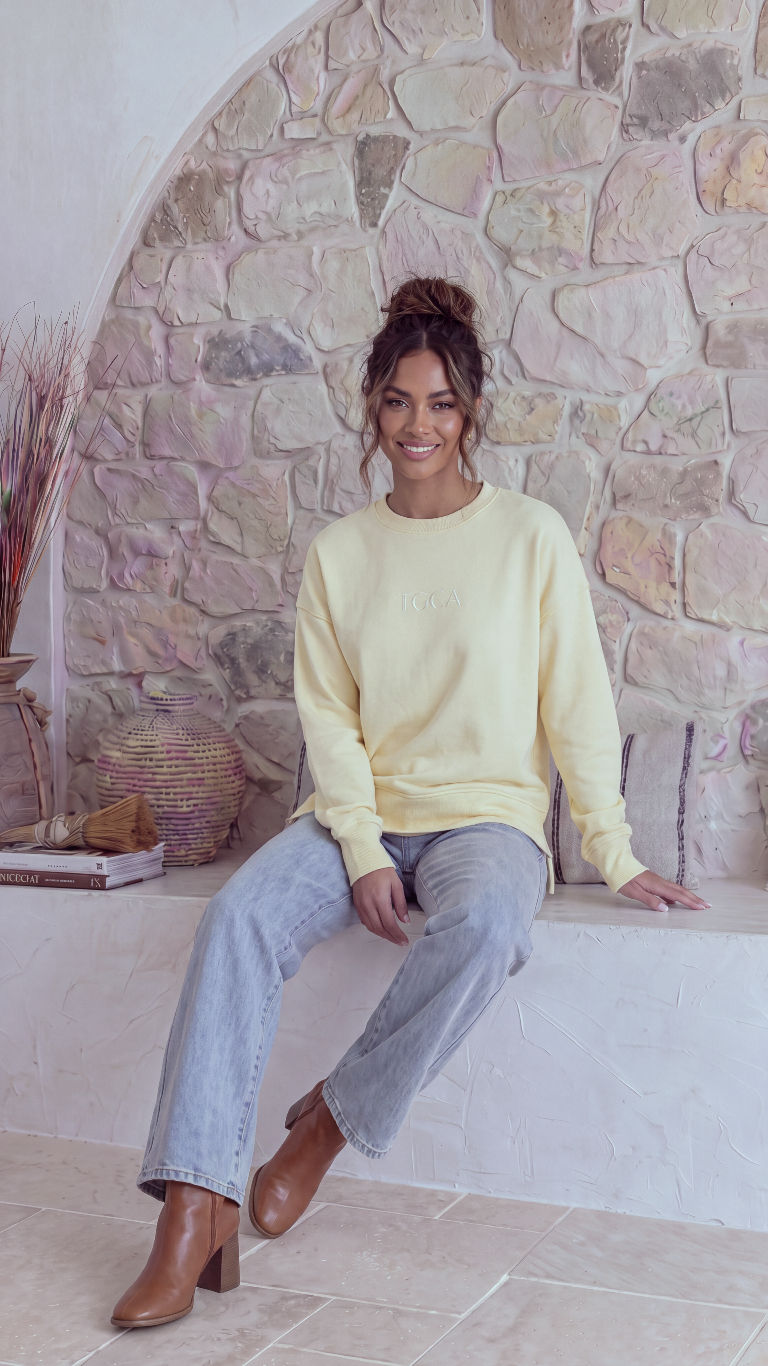 TGCA Vintage Grace Sweater - Butter Yellow