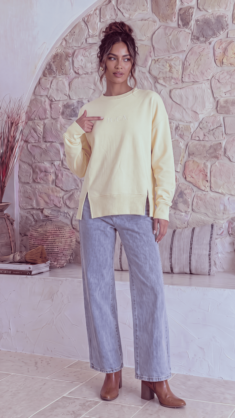 TGCA Vintage Grace Sweater - Butter Yellow