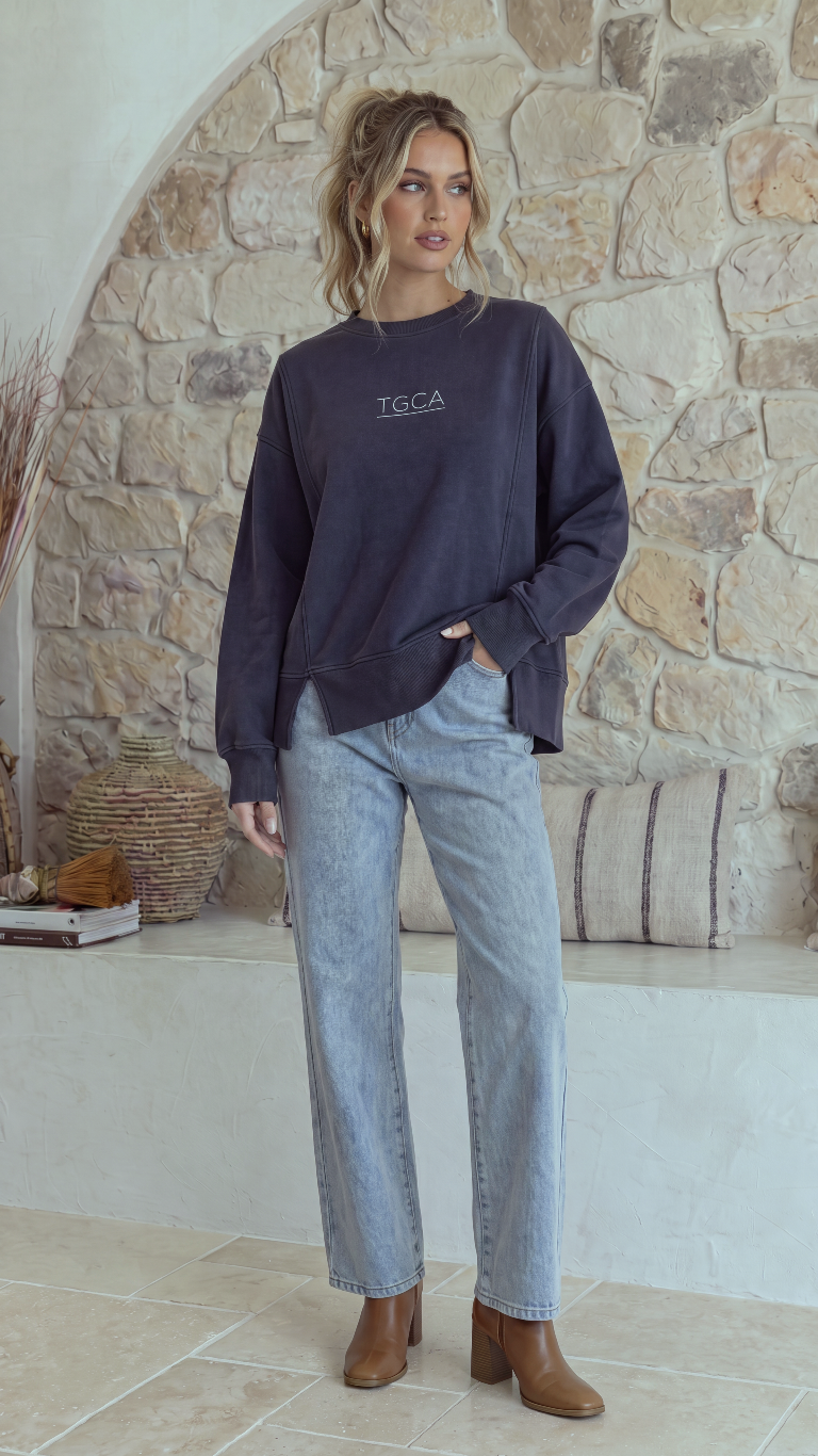 TGCA Vintage Grace Sweater - Classic Navy
