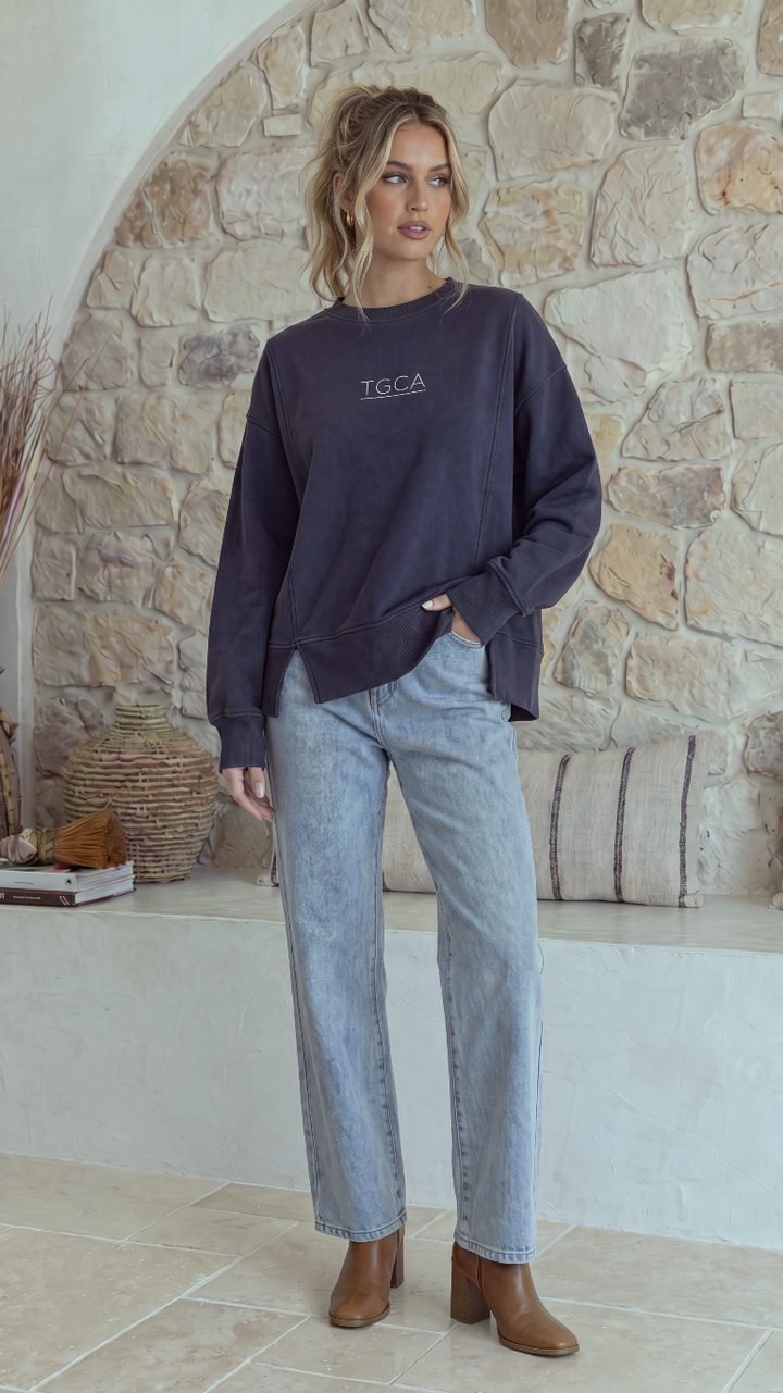 TGCA Vintage Grace Sweater - Classic Navy