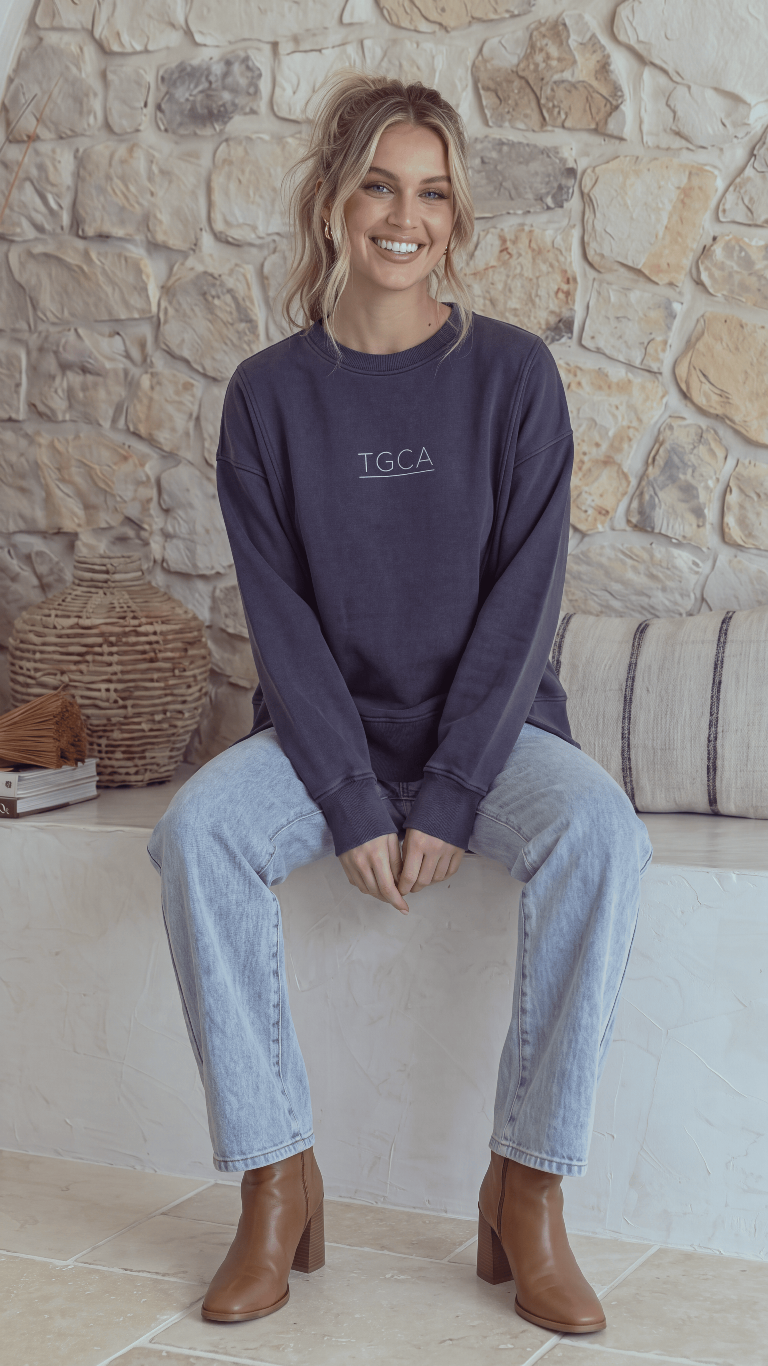 TGCA Vintage Grace Sweater - Classic Navy