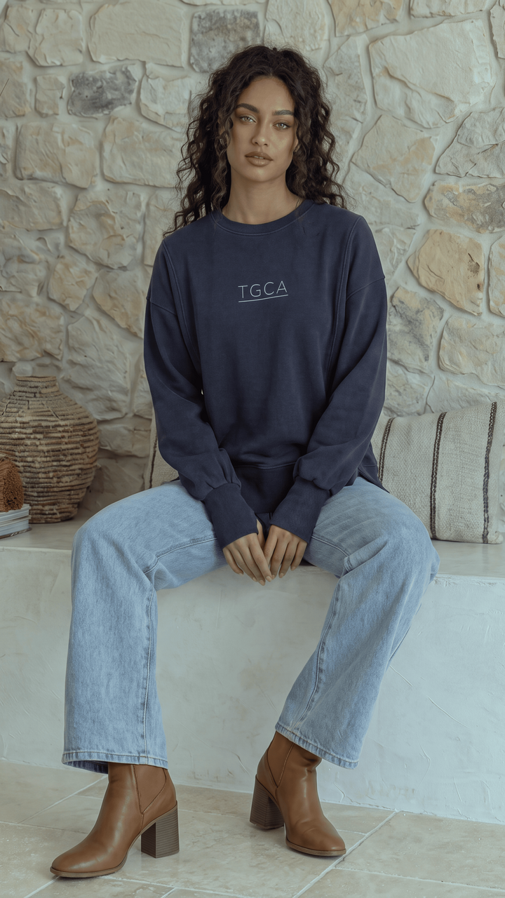 TGCA Vintage Grace Sweater - Classic Navy