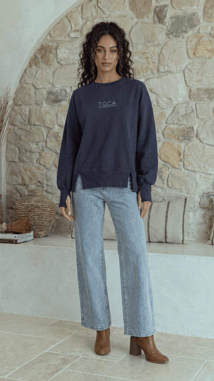 TGCA Vintage Grace Sweater - Classic Navy