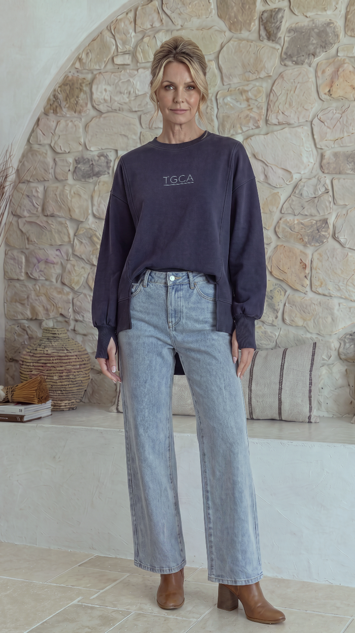 TGCA Vintage Grace Sweater - Classic Navy