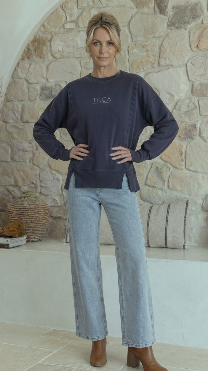 TGCA Vintage Grace Sweater - Classic Navy
