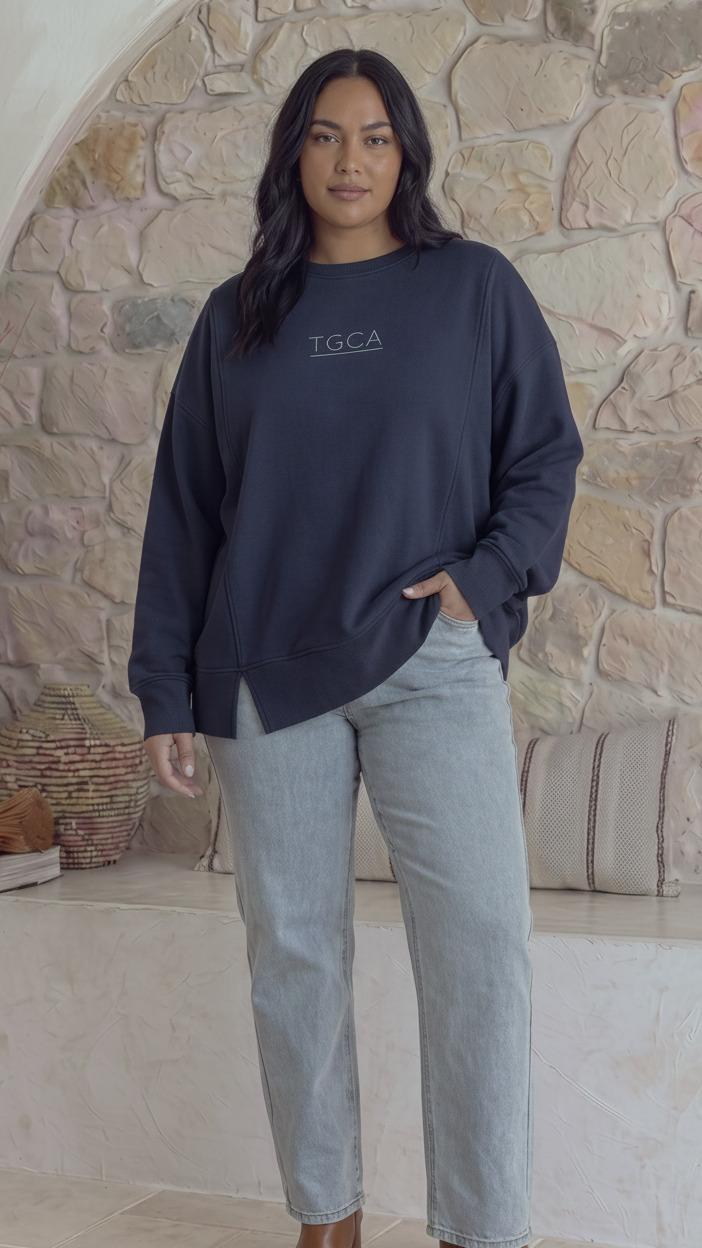 TGCA Vintage Grace Sweater - Classic Navy