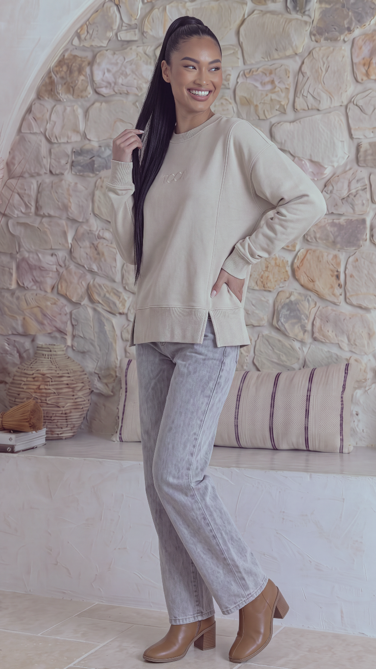 TGCA Vintage Grace Sweater - Creamy Oatmeal