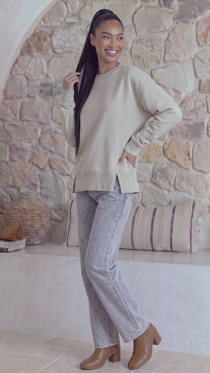 TGCA Vintage Grace Sweater - Creamy Oatmeal