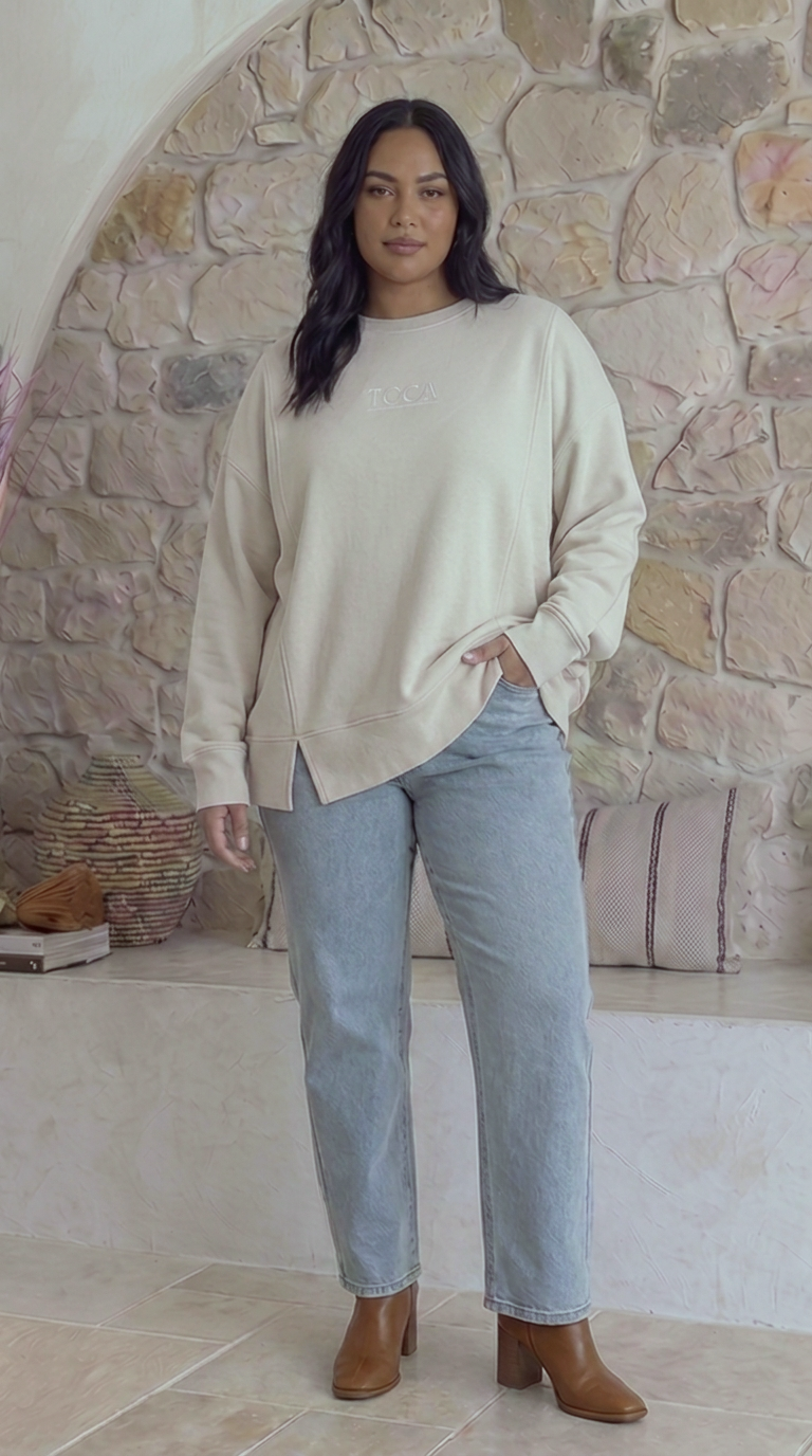 TGCA Vintage Grace Sweater - Creamy Oatmeal