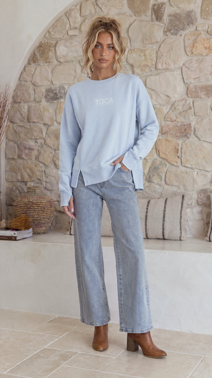 TGCA Vintage Grace Sweater - Dusty Blue