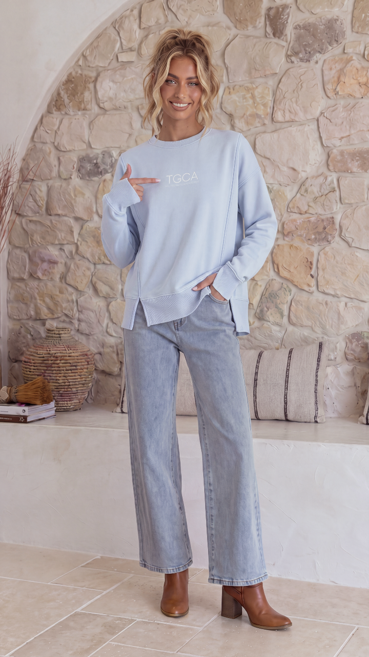 TGCA Vintage Grace Sweater - Dusty Blue