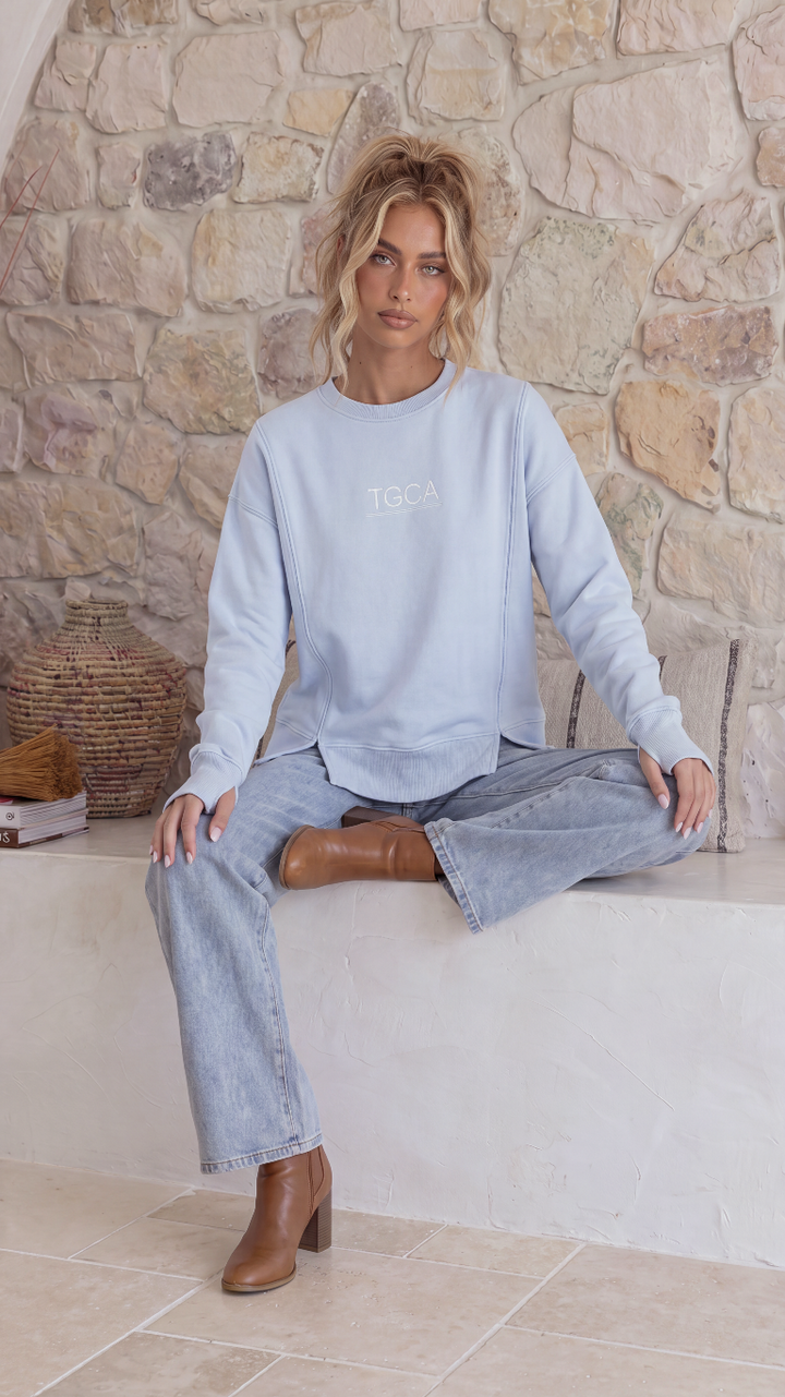 TGCA Vintage Grace Sweater - Dusty Blue