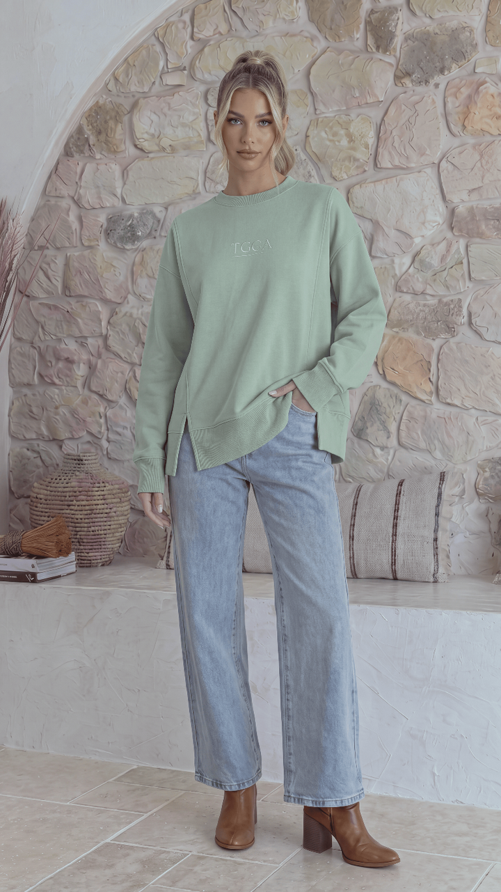 TGCA Vintage Grace Sweater - Soft Sage