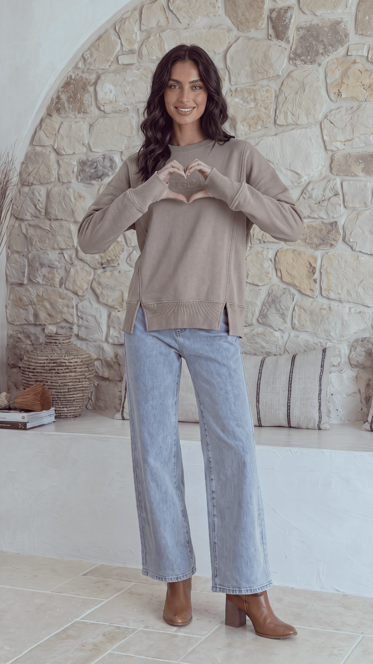 TGCA Vintage Grace Sweater - Urban Taupe