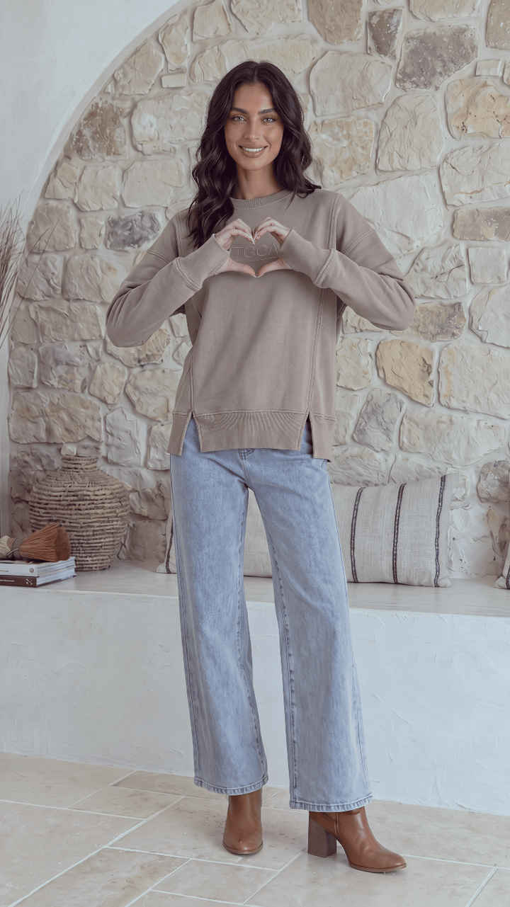 TGCA Vintage Grace Sweater - Urban Taupe