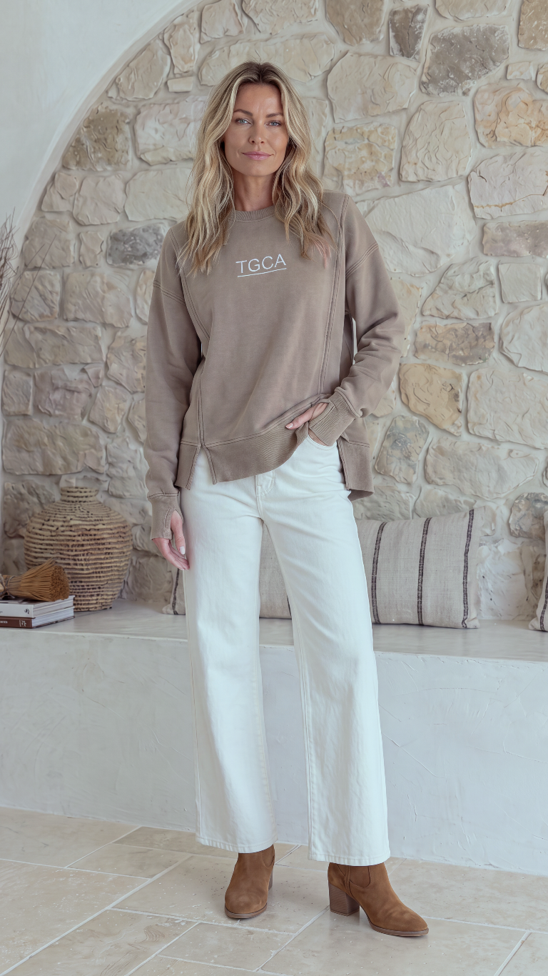 TGCA Vintage Grace Sweater - Urban Taupe