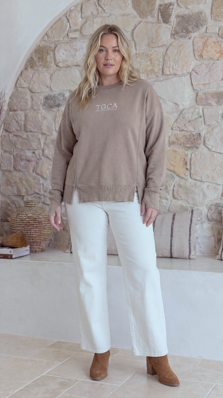 TGCA Vintage Grace Sweater - Urban Taupe
