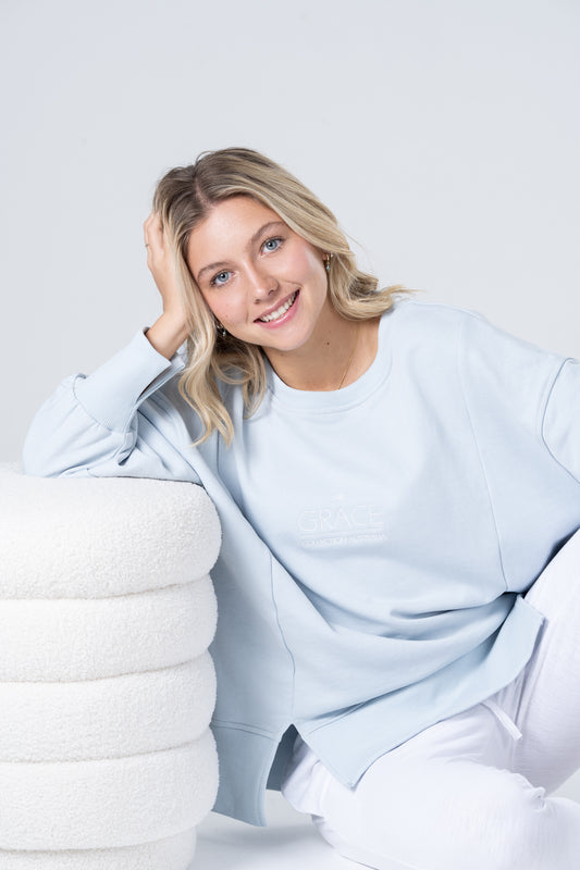 Vintage Grace Sweater - Dusty Blue