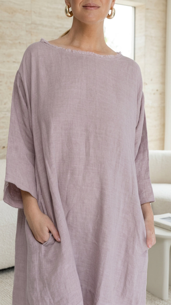 Malle Linen Dress - Lilac