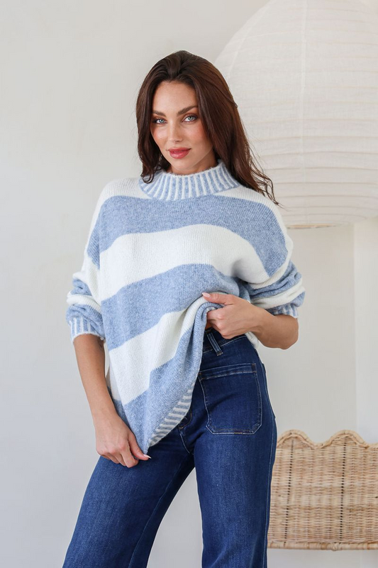 Tilly Stripe Knit - Blue/Ivory