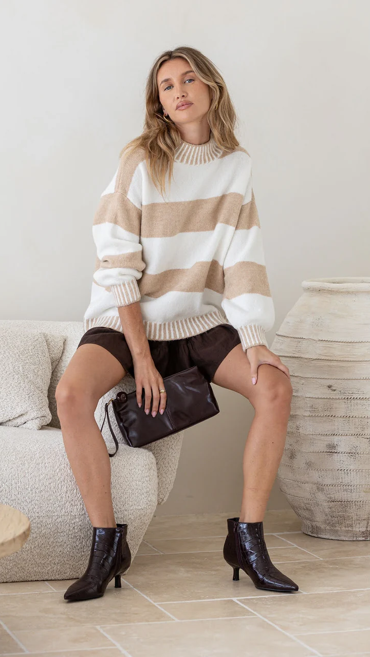 Tilly Stripe Knit - Oatmeal/Ivory