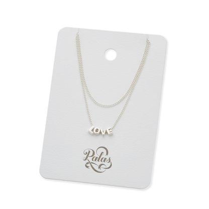 Tiny Love Letter Necklace (Silver) - Love