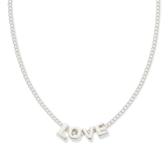 Tiny Love Letter Necklace (Silver) - Love