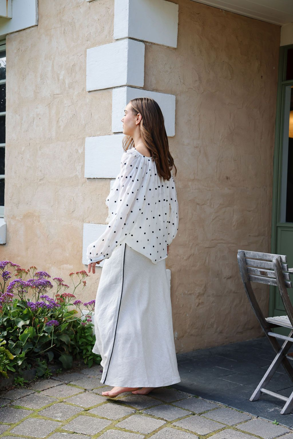 Tobi Shirt – White & Black Spot