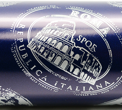 Travel Gift Wrap - Silver on Navy on White