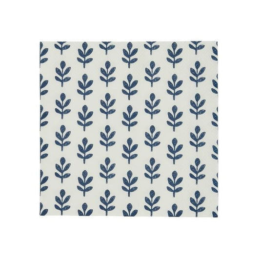 Tulsi Napkin Set (20 Pack) - White & Blue