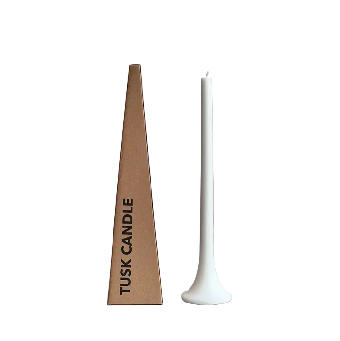Tusk Taper Candle - White