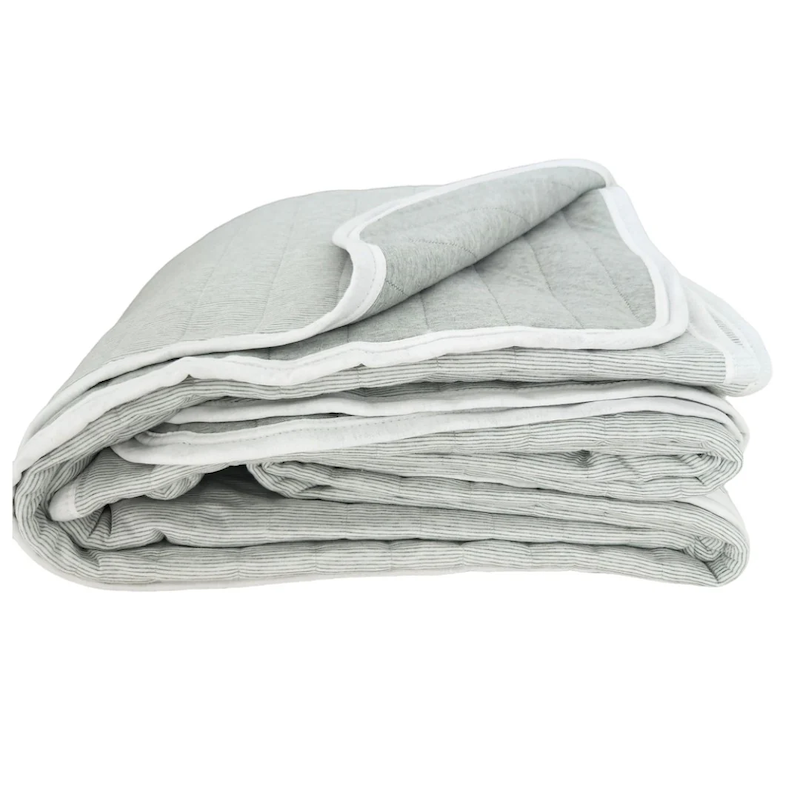 Cannes Cotton Quilted Bed Cover Massive Blanket - Sage Green Pinstriped